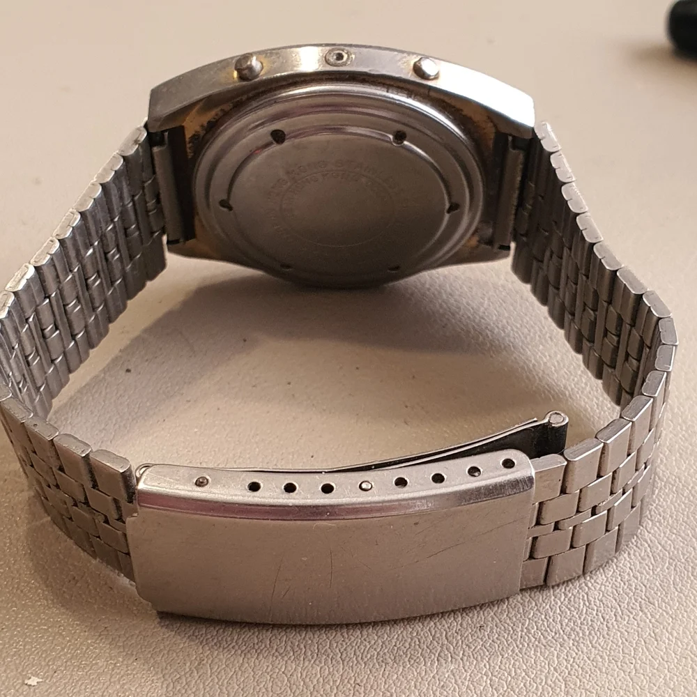 10/$20 Vtg Digital Lcd Alarm Stainless Steel Men's Watch For Repair